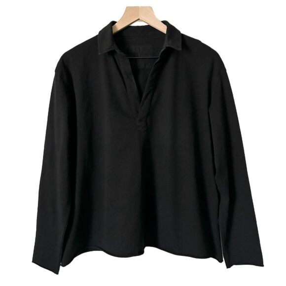 Frank & Eileen Patrick Popover Henley Heritage Jersey in Black Size Medium - Picture 2 of 6